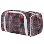 Red Black Abstract Texture Toiletries Pouch