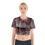 Red Black Abstract Texture Cotton Crop Top