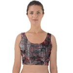 Red Black Abstract Texture Velvet Crop Top