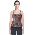 Red Black Abstract Texture Velvet Spaghetti Strap Top
