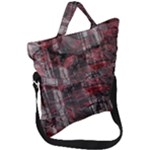Red Black Abstract Texture Fold Over Handle Tote Bag