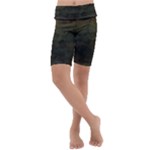 Army Green Grunge Texture Kids  Lightweight Velour Cropped Yoga Leggings