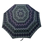 Boho Navy Teal Violet Stripes Folding Umbrellas