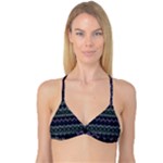 Boho Navy Teal Violet Stripes Reversible Tri Bikini Top