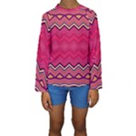 Boho Aztec Stripes Rose Pink Kids  Long Sleeve Swimwear