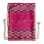Boho Aztec Stripes Rose Pink Drawstring Bag (Large)