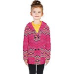 Boho Aztec Stripes Rose Pink Kids  Double Breasted Button Coat