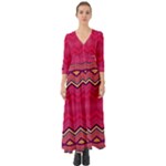Boho Aztec Stripes Rose Pink Button Up Boho Maxi Dress