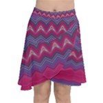Magenta Blue Stripes Chiffon Wrap Front Skirt