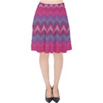Magenta Blue Stripes Velvet High Waist Skirt