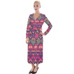 Boho Colorful Pattern Velvet Maxi Wrap Dress