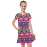Boho Colorful Pattern Kids  Cross Web Dress