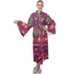 Boho Colorful Pattern Maxi Velour Kimono