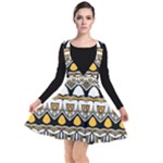 Boho Black White Yellow Plunge Pinafore Dress