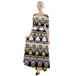 Boho Black White Yellow Half Sleeves Maxi Dress