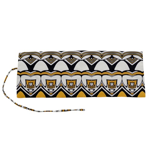 Boho Black White Yellow Roll Up Canvas Pencil Holder (S) from ArtsNow.com