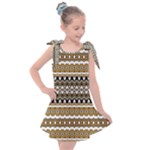Boho Black Yellow Floral Print Kids  Tie Up Tunic Dress