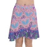 Boho Patchwork Violet Pink Green Chiffon Wrap Front Skirt