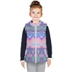 Boho Patchwork Violet Pink Green Kids  Hooded Puffer Vest