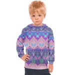 Boho Patchwork Violet Pink Green Kids  Hooded Pullover