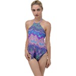 Boho Patchwork Violet Pink Green Go with the Flow One Piece Swimsuit