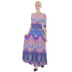 Boho Patchwork Violet Pink Green Half Sleeves Maxi Dress