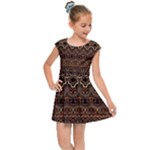 Boho Brown Gold Kids  Cap Sleeve Dress