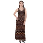 Boho Brown Gold Sleeveless Velour Maxi Dress