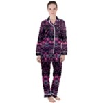 Boho Magenta Black Pattern Satin Long Sleeve Pyjamas Set