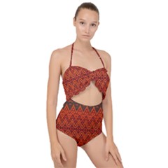 Scallop Top Cut Out Swimsuit 