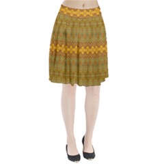 Boho Old Gold Pattern Pleated Skirt from ArtsNow.com