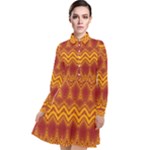 Boho Red Gold Pattern Long Sleeve Chiffon Shirt Dress