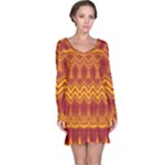 Boho Red Gold Pattern Long Sleeve Nightdress