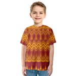 Boho Red Gold Pattern Kids  Sport Mesh Tee