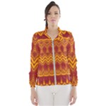 Boho Red Gold Pattern Women s Windbreaker