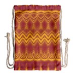 Boho Red Gold Pattern Drawstring Bag (Large)