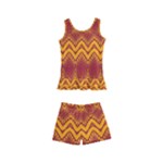 Boho Red Gold Pattern Kids  Boyleg Swimsuit