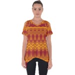 Boho Red Gold Pattern Cut Out Side Drop Tee