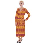 Boho Red Gold Pattern Velvet Maxi Wrap Dress