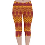 Boho Red Gold Pattern Velvet Capri Leggings 