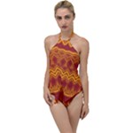 Boho Red Gold Pattern Go with the Flow One Piece Swimsuit