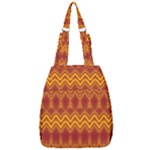 Boho Red Gold Pattern Center Zip Backpack