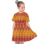 Boho Red Gold Pattern Kids  Sailor Dress