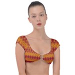 Boho Red Gold Pattern Cap Sleeve Ring Bikini Top