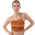 Boho Red Gold Pattern Mini Tank Bikini Top