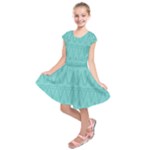 Boho Teal Pattern Kids  Short Sleeve Dress