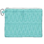 Boho Teal Pattern Canvas Cosmetic Bag (XXL)