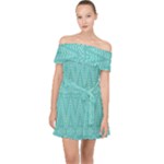 Boho Teal Pattern Off Shoulder Chiffon Dress