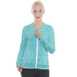 Boho Teal Pattern Casual Zip Up Jacket