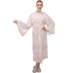Boho Pastel Pink Pattern Maxi Velour Kimono